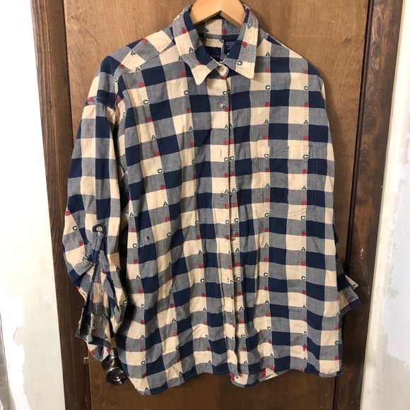CST Blues Womens Shirt Plus Size 3x Blue Plaid apples Roll Tab Sleeve Button Up - Picture 1 of 5